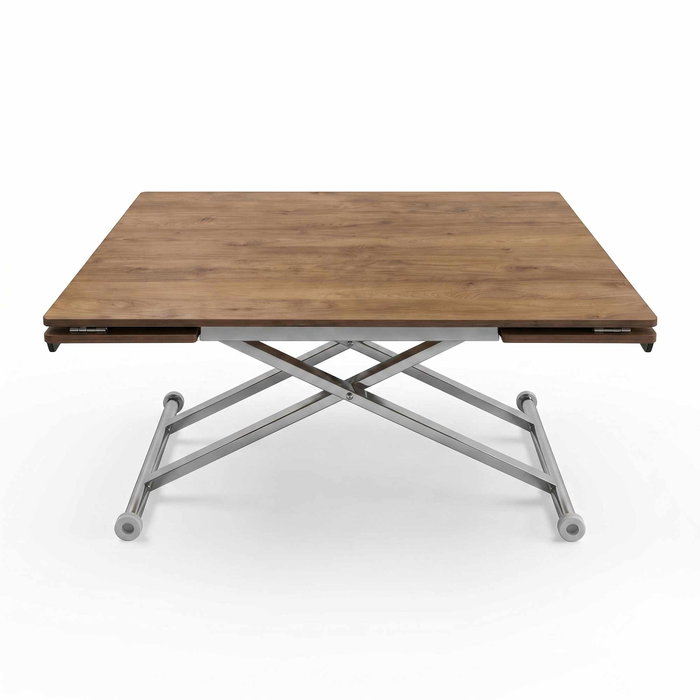 Hanah Home Mesa de Comedor Extensible Nogal y Cromo